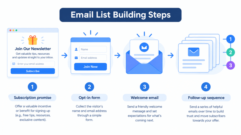 Email list building steps